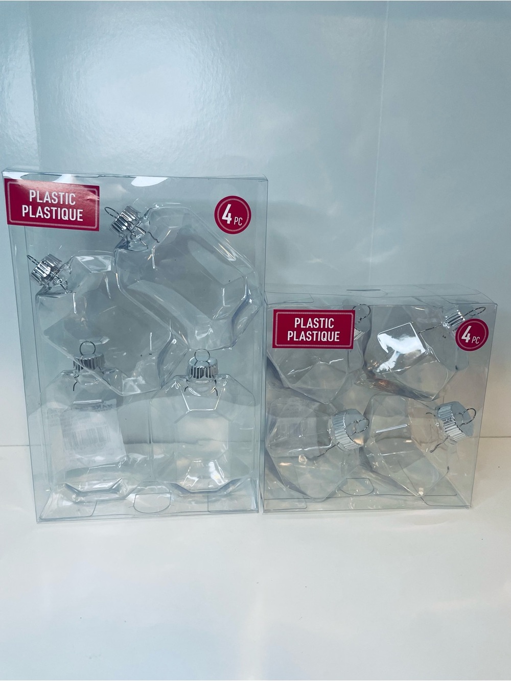 Clear Plastic Holiday Ornaments - DIY Christmas Ornaments , Two 4 packs